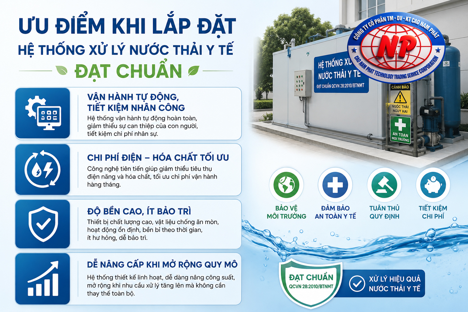 Ưu điểm khi lắp đặt hệ thống xử lý nước thải y tế đạt chuẩn