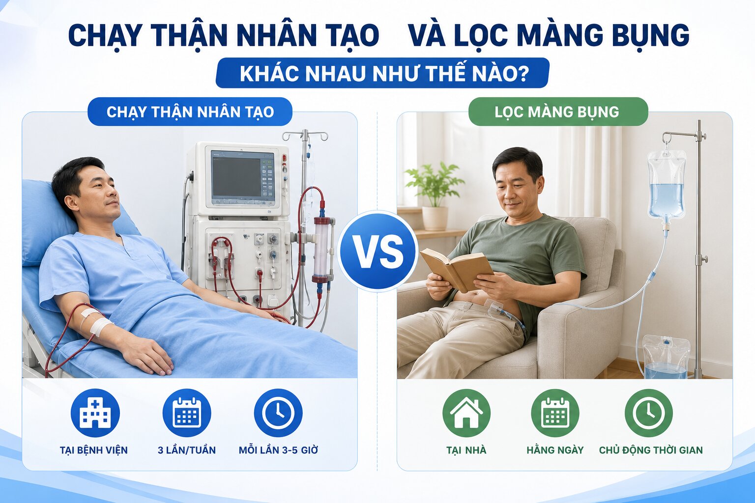 Chạy thận nhân tạo và lọc màng bụng khác nhau như thế nào