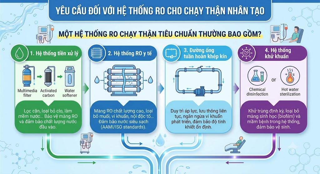 Hệ thống RO cho chạy thận nhân tạo cần đáp ứng những yêu cầu gì