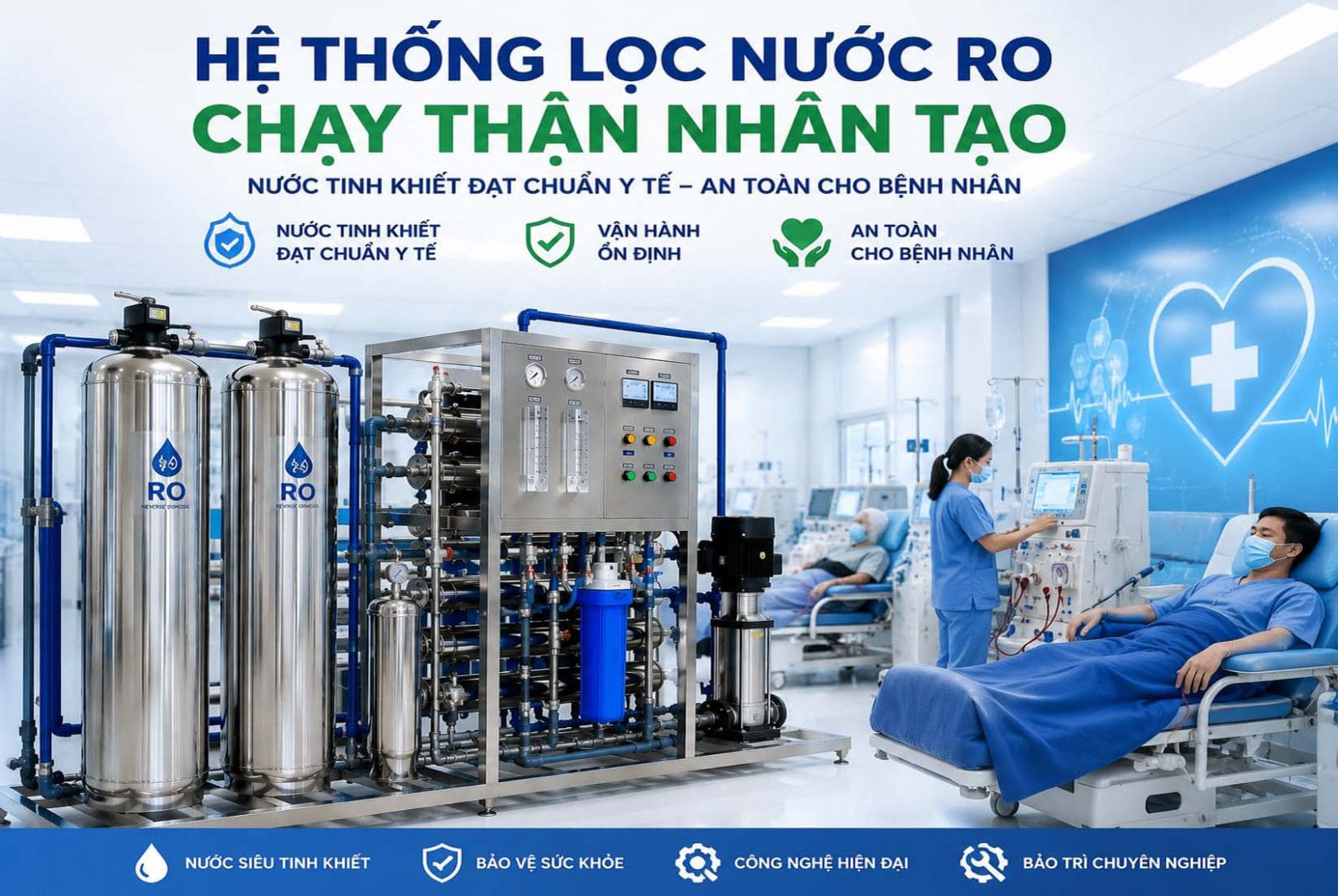 Vì sao nước dùng trong chạy thận nhân tạo phải đạt yêu cầu nghiêm ngặt