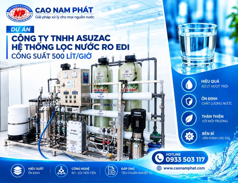 Công Ty TNHH ASUZAC - Hệ thống lọc nước siêu tinh khiết RO EDI công suất 500 lít/giờ