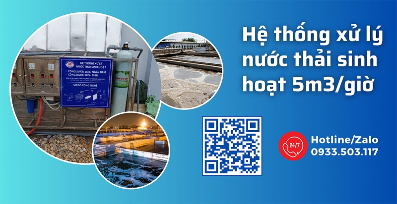 Hệ thống xử lý nước thải sinh hoạt 5m3/giờ công ty NSN