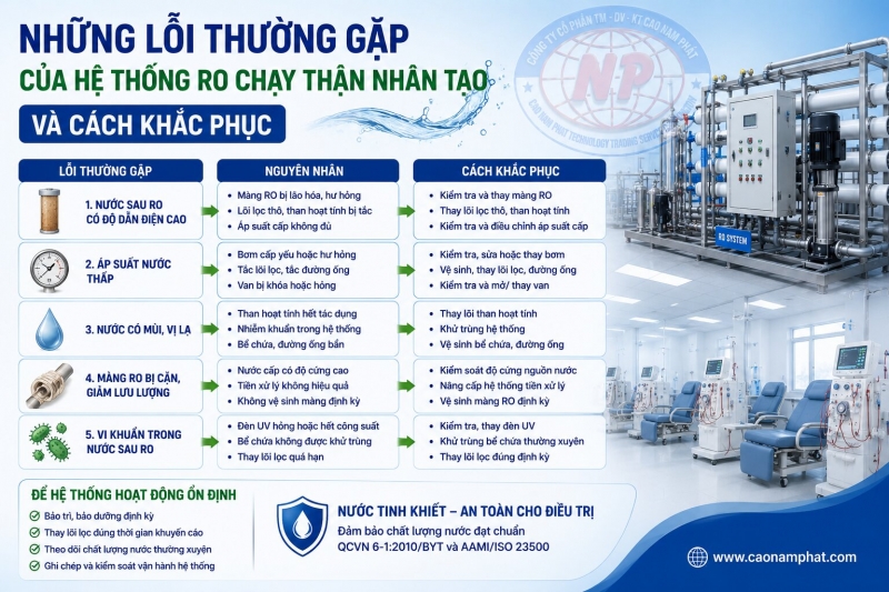 Những Lỗi Thường Gặp Của Hệ Thống RO Chạy Thận Nhân Tạo Và Cách Khắc Phục 