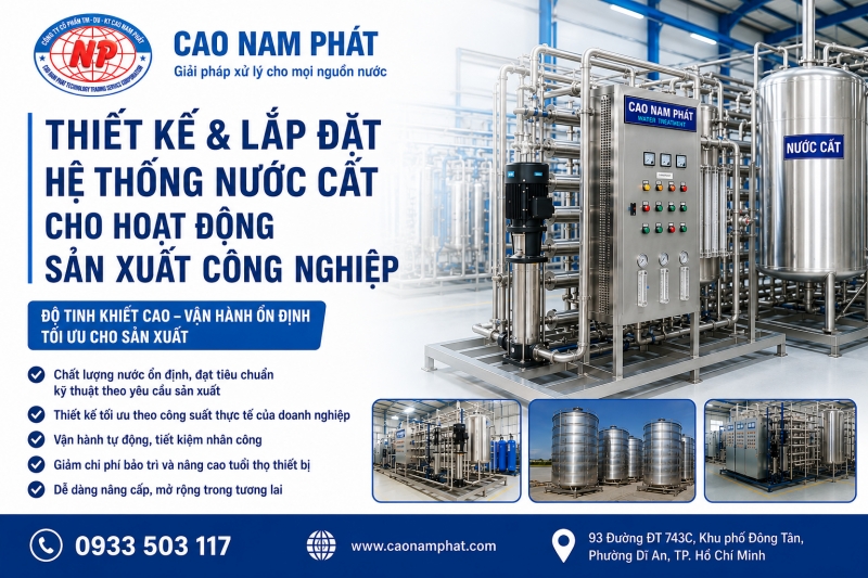 Thiết kế và lắp đặt hệ thống nước cất cho hoạt động sản xuất công nghiệp